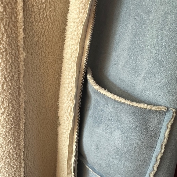 Anne Klein Light Blue and Cream Teddy Jacket - Picture 4 of 6